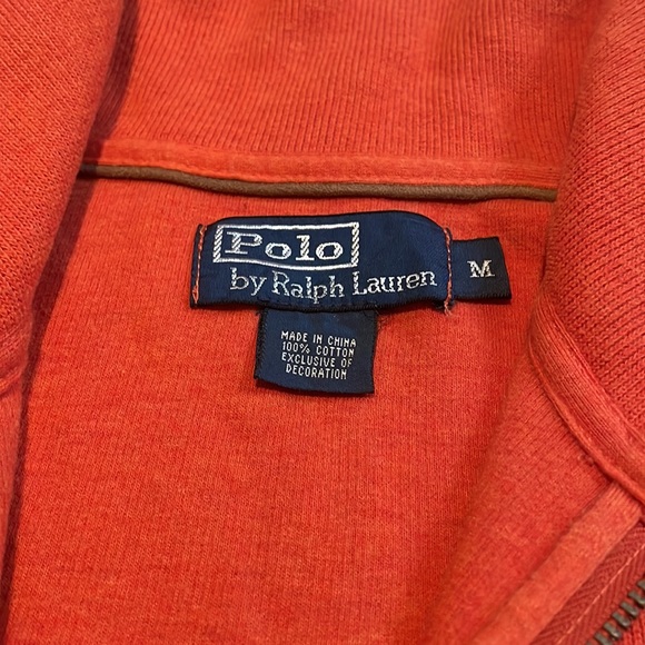 Men’s Polo Ralph Lauren Burnt Orange Quarter-zip Sweater, Size Medium - Picture 3 of 6